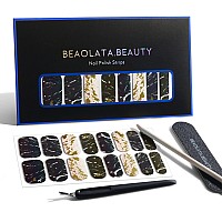 Beaolata Nail Polish Strips 32 Nail Wraps Nail Stickers Gel Nail Strips Easy Apply Remove Long Lasting Salon Quality Gol