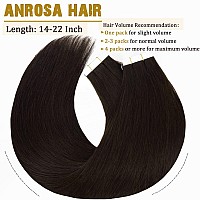 Anrosa 16Inch Tape In Hair Extensions Human Hair Black Tape Ins Human Hair Extensions Real Human Hair Extensions Double Side Tap