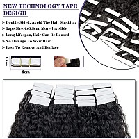 18 Inch Kinky Straight Tape In Extensions Natural Black 1B Seamless Skin Weft Kinky Curly Hair Extensions Real Human Hair Doubl