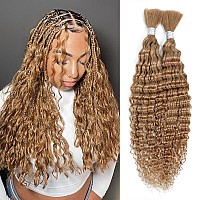 Human Braiding Hair 14 Inch Deep Wave Bulk Human Hair For Braiding No Weft 100 Unprocessed Curly Micro Human Hair Braiding Hair