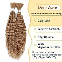 Human Braiding Hair 14 Inch Deep Wave Bulk Human Hair For Braiding No Weft 100 Unprocessed Curly Micro Human Hair Braiding Hair