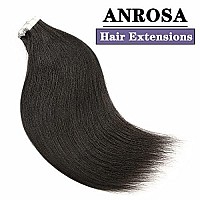 Anrosa Tape In Hair Extensions Yaki Straight Real Remy Human Hair For Black Women 20 Inch Seamless Double Sided Yaki Straight Ta