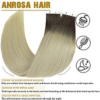 Anrosa Tape In Hair Extensions Real Remy 16Inch Ash Brown To Blonde Fashion Color Tape In Hair Extensions Natural Hair Double Si