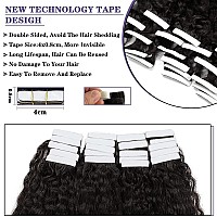 Anrosa Tape In Kinky Curly Hair Extensions Human Hair Natural Black 1B Color 14 Inch 3B 3C Jerry Curly Tape In Hair Extensions H