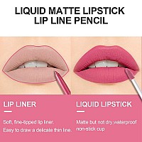 Evpct 2Pcs Nude Pink Matte Lip Liner And Lipstick Lip Gloss Set Kit For Women Nude Pink Matte Lipstick Kit With Lip Liner Lip