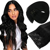 Sunny Add Hair Volume Clip In Hair Extensions Black Clip In Human Hair Extensions Jet Black Real Hair Clip In Extensions Human H