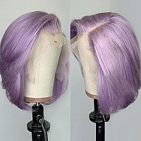 13X4 Bob Wig Human Hair Lace Frontal Wigs Pre Plucked 10 Inch Colored Lilac Straight Short Bob Wigs Human Hair Light Purple 13X4