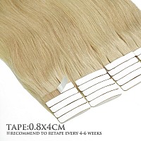 Anrosa Tape In Hair Extensions Human Hair Platinum Blonde Real Remy Tape In Human Hair 16 Inch 50G 20Pcs Natural Straight Skin W