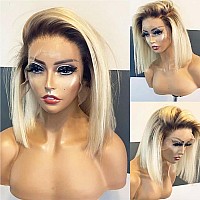 Ombre Blonde Bob Wig Human Hair 1B613 Black And Blonde Wig Human Hair Bob 13X4 Hd Lace Front Wigs Human Hair Pre Plucked Pre Cu