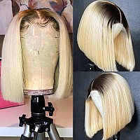 Ombre Blonde Bob Wig Human Hair 1B613 Black And Blonde Wig Human Hair Bob 13X4 Hd Lace Front Wigs Human Hair Pre Plucked Pre Cu