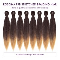 Rosdina Prestretched Braiding Hair 26 Inch 8 Packs Ombre Blonde Long Braiding Hair For Twist Or Box Braids Yaki Texture Hot