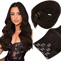 Sunny 150G Clip In Hair Extensions Brown Human Hair Clip In Extensions Straight Clip In Hair Extensions Human Hair Dark Brown Ha