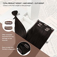 Sunny 150G Clip In Hair Extensions Brown Human Hair Clip In Extensions Straight Clip In Hair Extensions Human Hair Dark Brown Ha