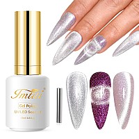 Imtiti Cat Eye Gel Nail Polish 15Ml Silver Holographic Glitter Cat Eye Gel Polish With Magnet Uv Led Magnetic Gel Nail Polish C