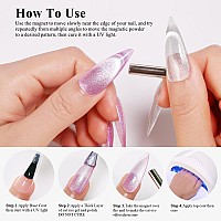 Imtiti Cat Eye Gel Nail Polish 15Ml Silver Holographic Glitter Cat Eye Gel Polish With Magnet Uv Led Magnetic Gel Nail Polish C