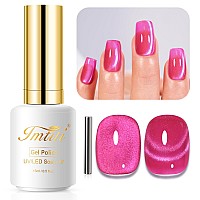 Imtiti Cat Eye Gel Nail Polish 15Ml Hot Pink Crystal Glitter Cat Eye Gel Polish With Magnet Magnetic Gel Nail Polish Holographi