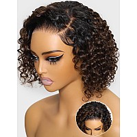 Yiroo Bye Bye Knots Glueless Wigs Ombre Brown Short Curly Bob Wig Human Hair Pre Bleached Pre Cut 7X5 Lace Closure Wig Beyond Ba