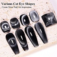 Imtiti Cat Eye Gel Nail Polish 15Ml Black Crystal Glitter Cat Eye Gel Polish With Magnet Dark Gray Magnetic Gel Nail Polish Hol