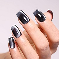 Imtiti Cat Eye Gel Nail Polish 15Ml Black Crystal Glitter Cat Eye Gel Polish With Magnet Dark Gray Magnetic Gel Nail Polish Hol