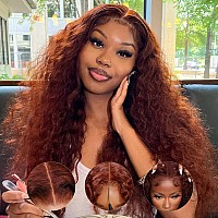 Yiroo Bye Bye Knots Glueless Wig Reddish Brown Water Wave 7X5 Hd Pre Cut Lace Front Wigs Pre Plucked Put On And Go Pre Bleached