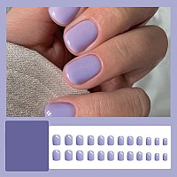 Acrylic Press On Nails Short Square Riicfdd Purple Fake Nails Extra Short Press On Nail With Solid Color Designs Spring Summer F