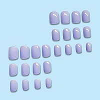 Acrylic Press On Nails Short Square Riicfdd Purple Fake Nails Extra Short Press On Nail With Solid Color Designs Spring Summer F