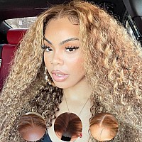 Yiroo Bye Bye Knots Glueless Wig Highlights Honey Blonde Curly 7X5 Pre Cut Hd Lace Front Wig Invisible Knots Pre Plucked Put On