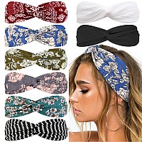 Huachi Boho Headbands For Women Twist Head Band Soft Elastic Hair Bands For Teen Girls Head Wrap Fashion Accessories Floral And