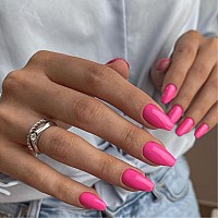 Hot Pink Press On Nails Medium Coffin Fake Nails Press Ons Kxamelie Full Cover False Nails Tips Medium Length Glue On Nails Nat