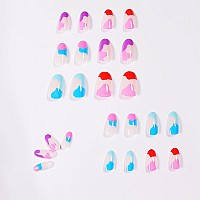 24 Pcs Coffin Press On Nails Long Sunjasmine Fake Nails Glue On Nails Glossy False Nails With Glue Acrylic Nails For Women An