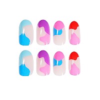 24 Pcs Coffin Press On Nails Long Sunjasmine Fake Nails Glue On Nails Glossy False Nails With Glue Acrylic Nails For Women An