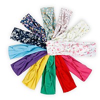 12 Pack Wild Floral Bow Headbands For Women Elastic Headwraps Hair Band Yoga Running Sports Knotted Hair Bands Stretchy Rabbit E