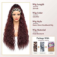 Alicoco Headband Wig Curly Headband Wigs For Women 180 Density Water Wave Glueless Wig Synthetic Half Wig With Headbands Attach