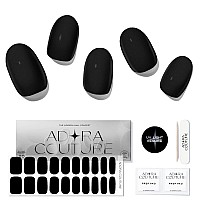 Adora Couture Semi Cured Gel Nail Strips 20Pcs Nail Wraps Kit For Women Matte Black Midnight Glaze Nail Strips Gel Nail St