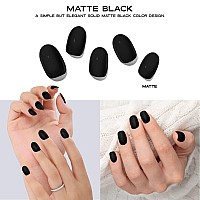 Adora Couture Semi Cured Gel Nail Strips 20Pcs Nail Wraps Kit For Women Matte Black Midnight Glaze Nail Strips Gel Nail St