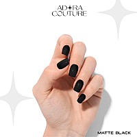 Adora Couture Semi Cured Gel Nail Strips 20Pcs Nail Wraps Kit For Women Matte Black Midnight Glaze Nail Strips Gel Nail St