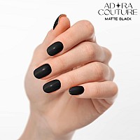 Adora Couture Semi Cured Gel Nail Strips 20Pcs Nail Wraps Kit For Women Matte Black Midnight Glaze Nail Strips Gel Nail St