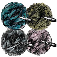 Amazerbath Charcoal Loofah Sponge Shower Loofah 60Gpcs Body Scrubber Loofa Set Of 4 Charcoal Blue Gray Pink Army Green