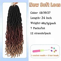 Ombre Faux Locs Crochet Hair Pre Looped 1B3027 Soft Locs 24 Inch 7Packs Soft Locs Crochet Hair For Women Butterfly Loc Hair24In