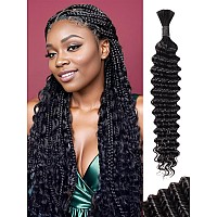 Human Braiding Hair 1 Bundle 50G 24 Inch Deep Water Wave Bulk Human Hair For Braiding No Weft 10A Brazilian Virgin Curly Human H