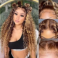 Xzz Ombre Highlight Lace Front Wigs Human Hair 427 Honey Blonde Curly Wig Human Hair 13X4 Hd Lace Frontal Wigs Pre Plucked Hair