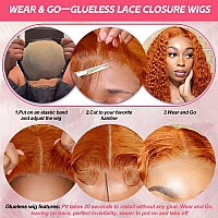 Azkiu Bye Bye Knots Glueless Ginger Orange Wigs Human Hair Pre Plucked Pre Cut 13X4 Hd Lace Closure Wigs Human Hair Deep Wave La