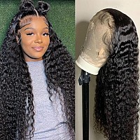 Momaksa 13X6 Lace Front Wigs Human Hair 200 Density Deep Wave Lace Front Wigs Human Hair Pre Plucked Deep Curly Human Hair Wig G