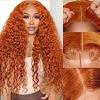 Azkiu Bye Bye Knots Glueless Ginger Orange Wigs Human Hair Pre Plucked Pre Cut 13X4 Hd Lace Closure Wigs Human Hair Deep Wave La