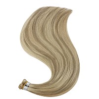 Full Shine Genius Weft Hair Extensions Human Hair Color Ash Blonde Mix Golden Blonde Hand Tied Hair Extensions Soft Silky Hair S