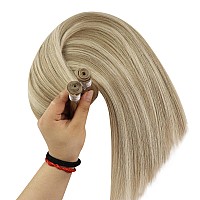 Full Shine Genius Weft Hair Extensions Human Hair Color Ash Blonde Mix Golden Blonde Hand Tied Hair Extensions Soft Silky Hair S