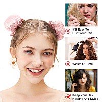 6 Pcs Heatless Hair Curling Set With Satin Overnight Headbands Creates Beautiful Curls Without Heat Damage Pale Pink