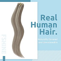 Fshine Clip In Hair Extensions Human Hair 14 Inch Highlighted Hair Clip In Dirty Blonde Mixed With Platinum Blonde Remy Hair Ext