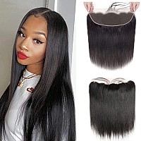 13X4 Frontal Striaght Hd Transparent Lace Frontals 12A Brazilian Virgin Human Hair Lace Frontal Closure Natural Black 13 4 L