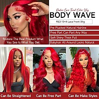 Red Lace Front Wigs Human Hair 13X4 180 Density Body Wave Red Wig Human Hair Pre Plucked Red Human Hair Lace Front Wigs Hd Lace